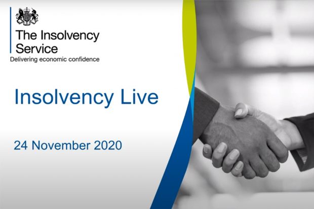 Insolvency Live logo and image showing two people shaking hands