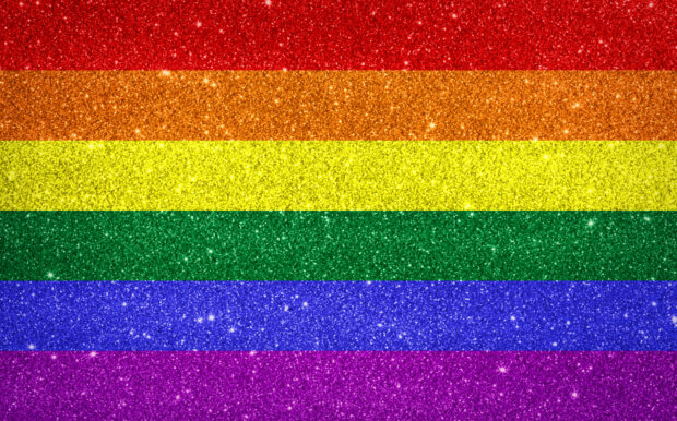 Sparkling pride rainbow coloured flag