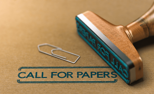 Call for Papers stamped on paper by a rubber stamp